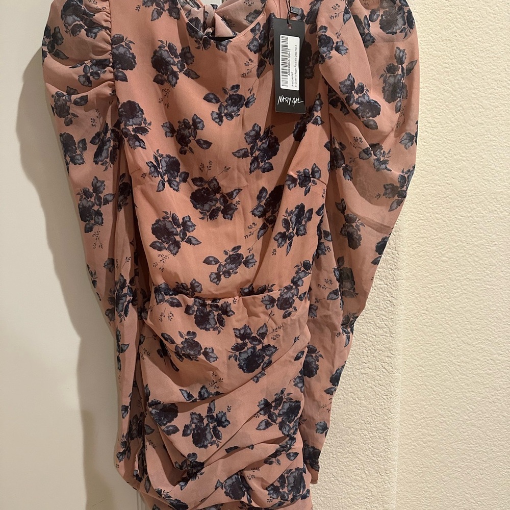 Nasty Gal/ Floral Pink and Black Dress